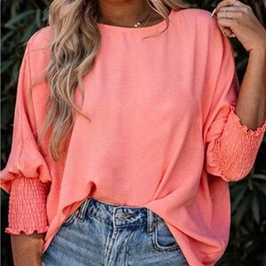 Gianna Smocked Wrist Blouse NWOT